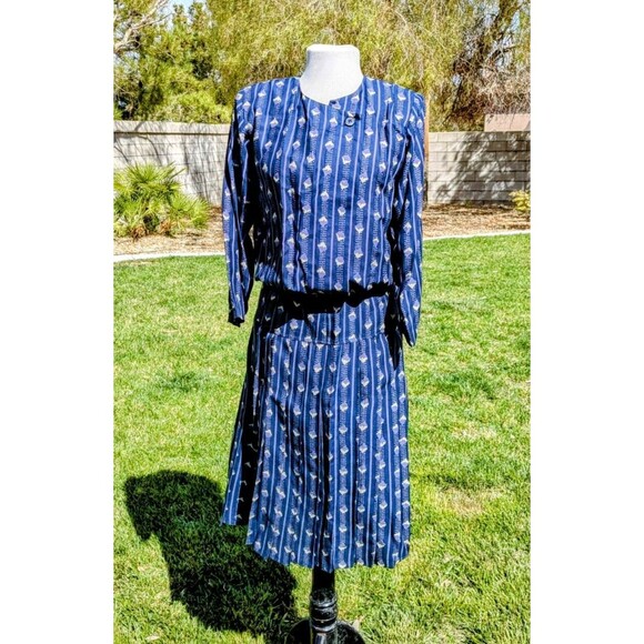 VTG Cynthia Howie Buhon Sz8 1980s Graphic Matching 2pc Top + Maxi Dress Set EUC - Picture 1 of 5